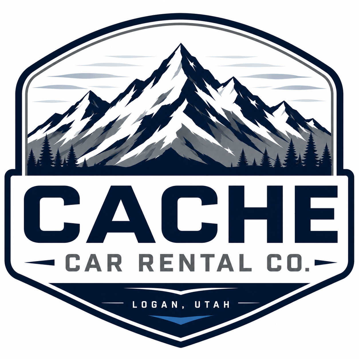 Cache Car Rental Co. mountain logo